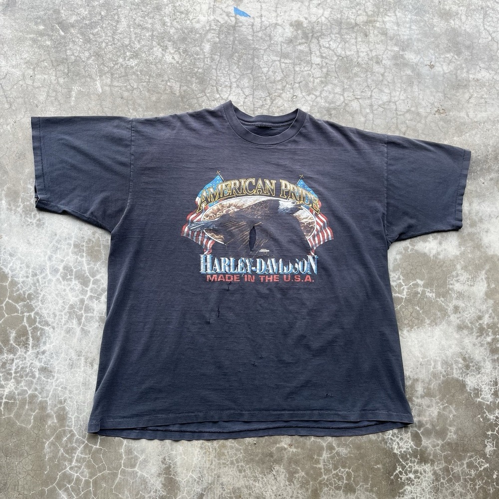 Vintage 90's Harley Davidson Graphic Tee Shirt Distressed MADE IN USA XXL
